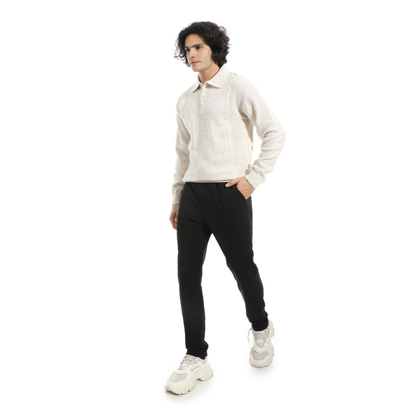 Turned_Down_Plain_Self_Pattern_Sweater_-_Beige