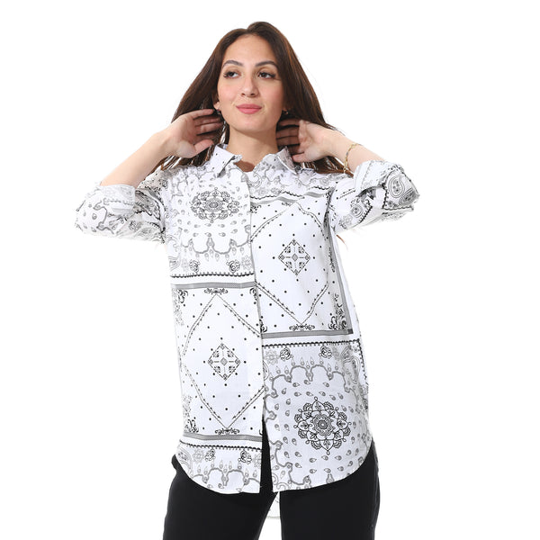 Self_Pattern_High-Low_Shirt_-_White_&_Black