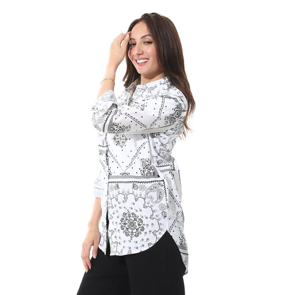Self_Pattern_High-Low_Shirt_-_White_&_Black