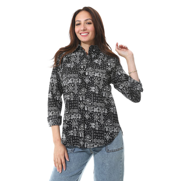 Long_Sleeves_Regular_FIt_Shirt_-_Black_&_White