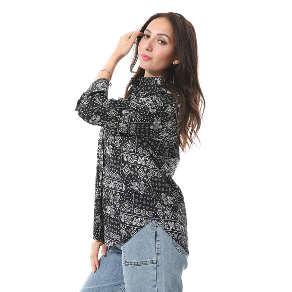 Long_Sleeves_Regular_FIt_Shirt_-_Black_&_White