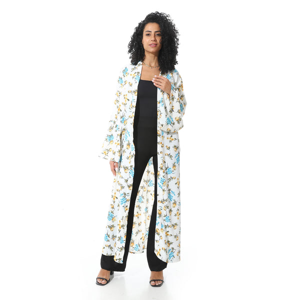Floral_Pattern_Wide_Long_Sleeves_Cardigan_-_White