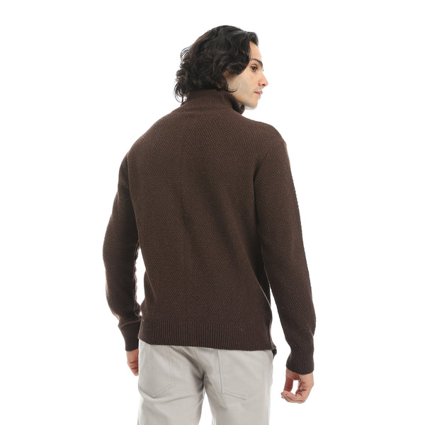 Brown_Smart_Casual_Knitted_Self_Pattern_Zipper_Closure_Jacket-Brown