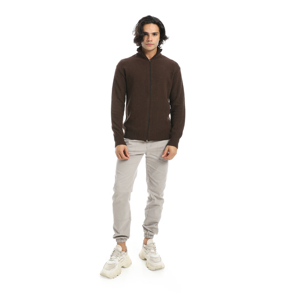 Brown_Smart_Casual_Knitted_Self_Pattern_Zipper_Closure_Jacket-Brown