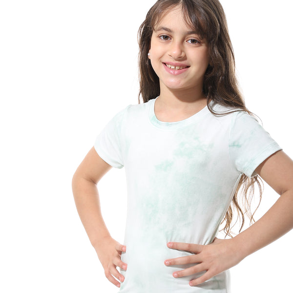 Mint_Green_Self_Pattern_Elastic_Waist_Girls_Pajama_Green