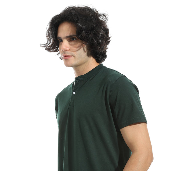Half_Sleeves_Plain_Button_Closure_Collar_-_Olive