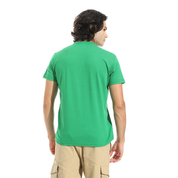 Half_sleeves_with_Button_Closure_Collar_T-Shirt_-_Green