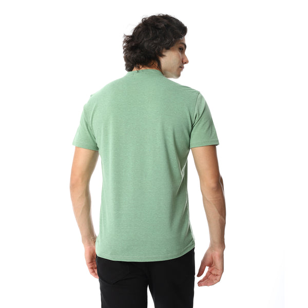 Round_Collar_Button_Closure_Half_Sleeves_T-Shirt_-_Green.
