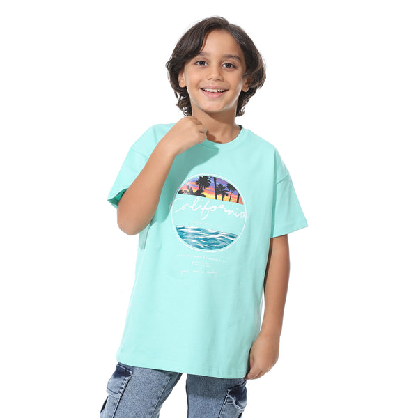 Printed_Half_Sleeves_Mint_Green_T-Shirt_-Green
