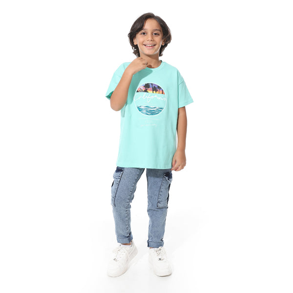 Printed_Half_Sleeves_Mint_Green_T-Shirt_-Green