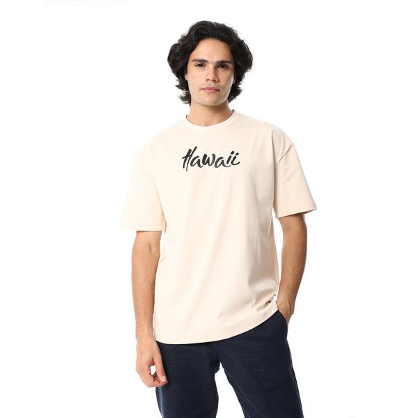 Printed_Half_Sleeves_Loose_Fit_T-Shirt_-_Beige.