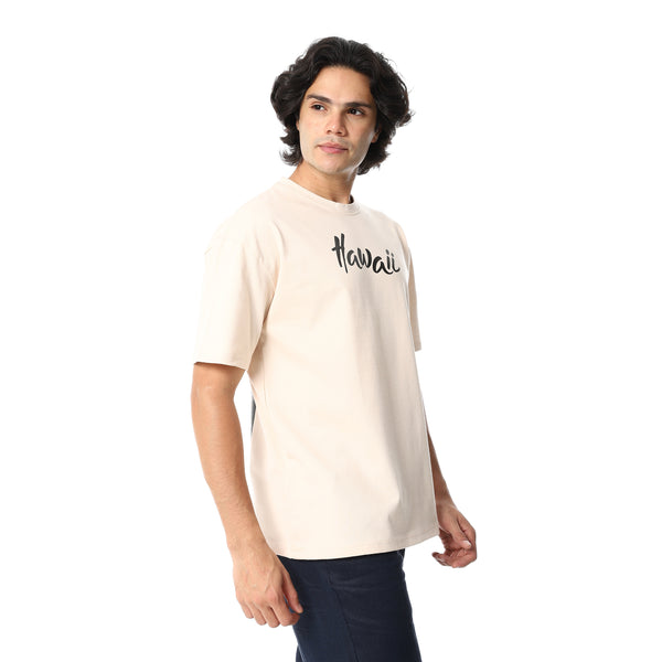 Printed_Half_Sleeves_Loose_Fit_T-Shirt_-_Beige.