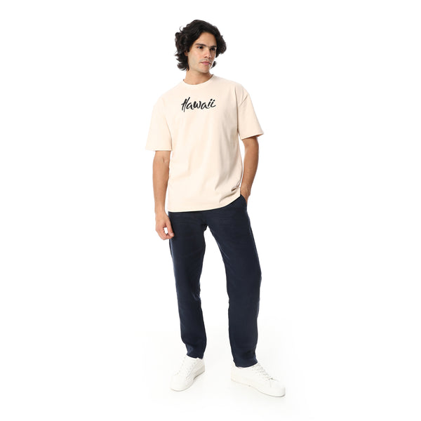 Printed_Half_Sleeves_Loose_Fit_T-Shirt_-_Beige.
