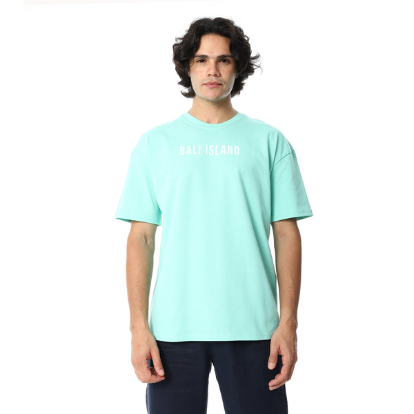 Printed_Half_Sleeves_Loose_Fit_T-Shirt_-_Mint_Green