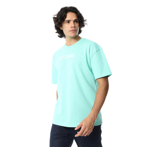 Printed_Half_Sleeves_Loose_Fit_T-Shirt_-_Mint_Green