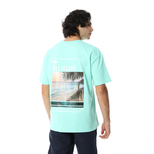 Printed_Half_Sleeves_Loose_Fit_T-Shirt_-_Mint_Green