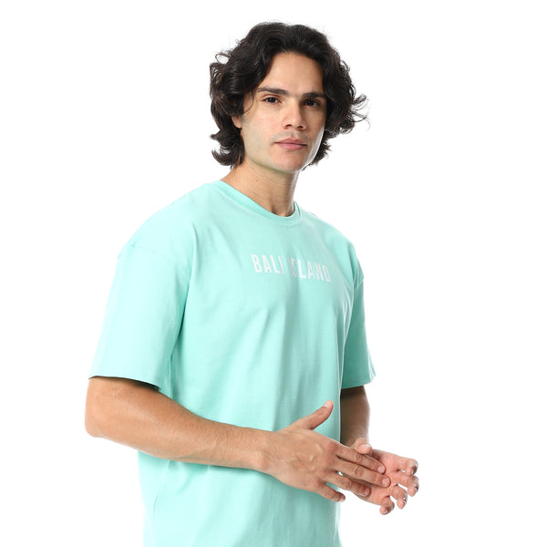 Printed_Half_Sleeves_Loose_Fit_T-Shirt_-_Mint_Green