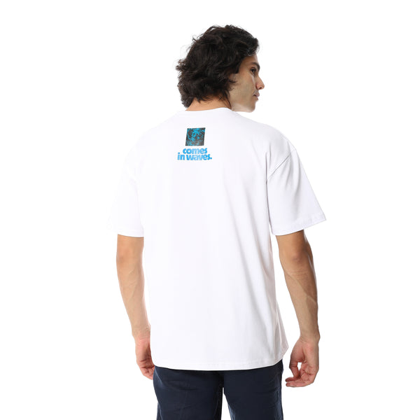 Printed_Half_Sleeves_Loose_Fit_T-Shirt_-_White