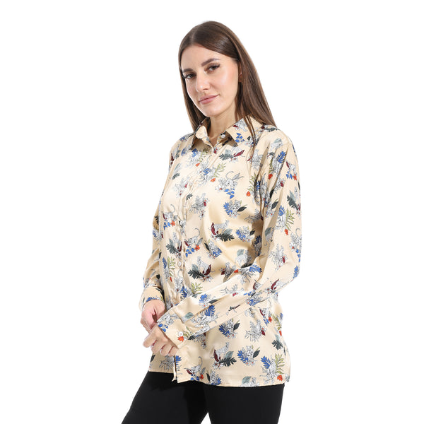 Self_patterned_Turned_Down_Collar_Blouse_-_Beige