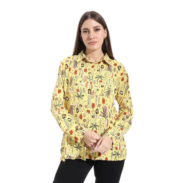 Turned_Down_Collar_Long_Sleeves_Blouse__-_Yellow