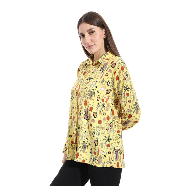 Turned_Down_Collar_Long_Sleeves_Blouse__-_Yellow