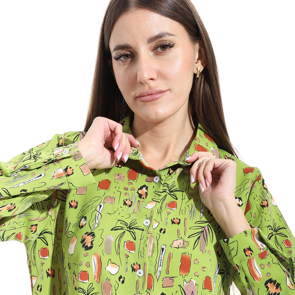 Turned_Down_Collar_Long_Sleeves_Blouse__-_Green