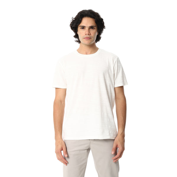 Perforated_Half_Sleeves_Round_Collar_T-Shirt_-_White