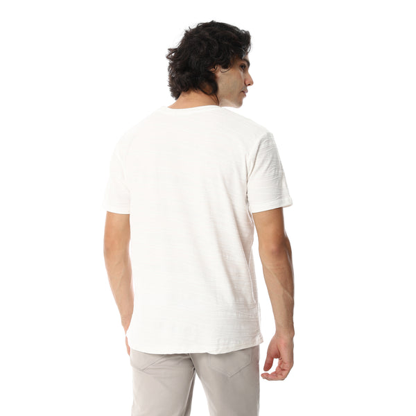 Perforated_Half_Sleeves_Round_Collar_T-Shirt_-_White