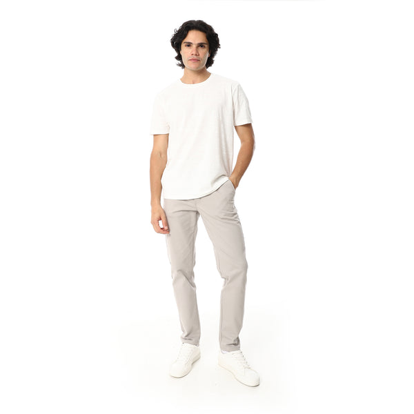 Perforated_Half_Sleeves_Round_Collar_T-Shirt_-_White