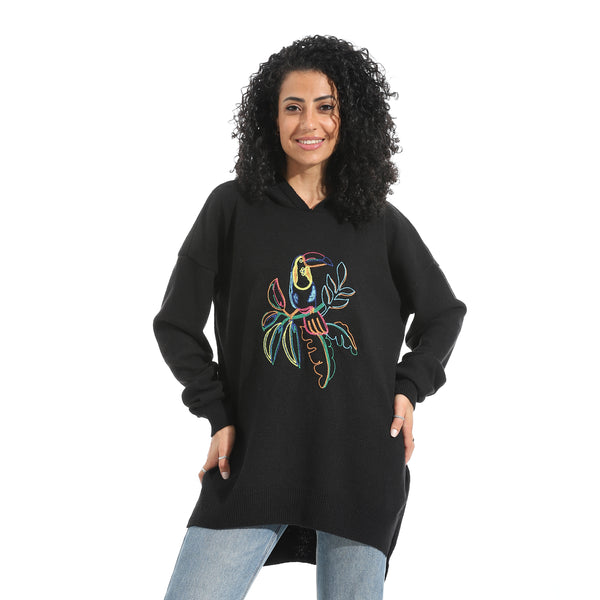 Printed_Long_Sleeves_Hoodie_-_Black