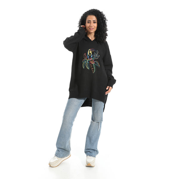 Printed_Long_Sleeves_Hoodie_-_Black