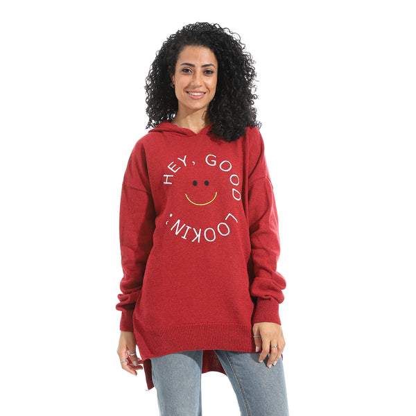 Printed_Long_Sleeves_Hoodie_-_Red
