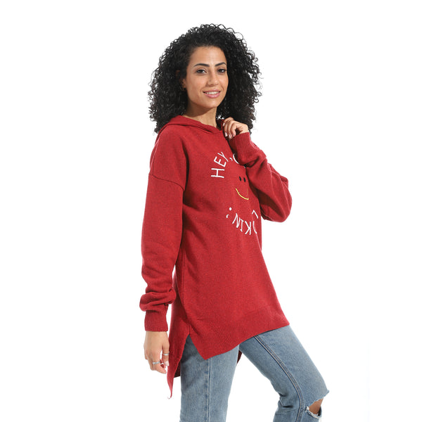 Printed_Long_Sleeves_Hoodie_-_Red