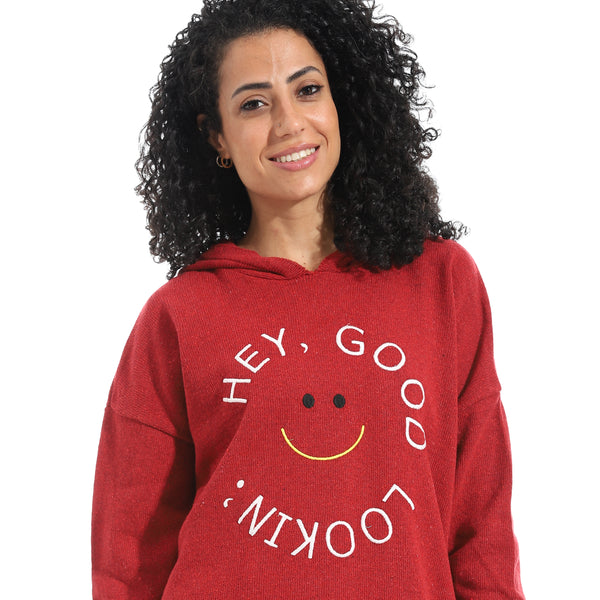 Printed_Long_Sleeves_Hoodie_-_Red