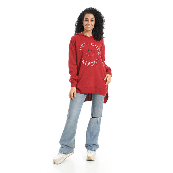 Printed_Long_Sleeves_Hoodie_-_Red