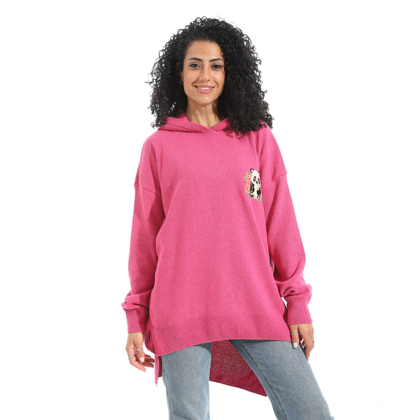 Printed_Long_Sleeves_Hoodie_-_Dark_Pink