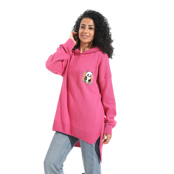 Printed_Long_Sleeves_Hoodie_-_Dark_Pink