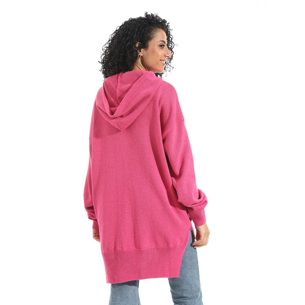 Printed_Long_Sleeves_Hoodie_-_Dark_Pink