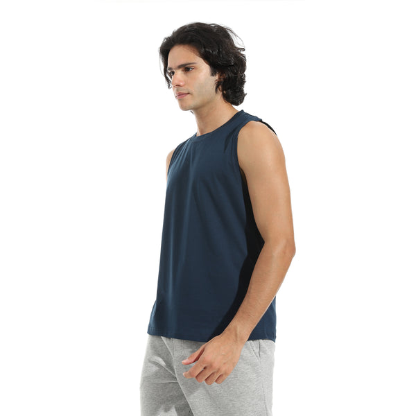 Cut_Sleeves_Basic_Top_-_Navy_Blue