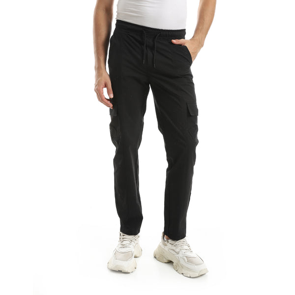 Stylish_Sided_Pockets_and_Elastic_Waist_Pants-Black