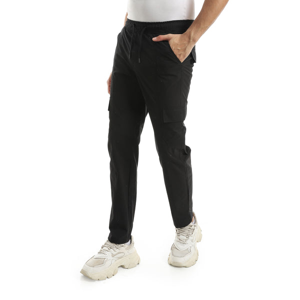 Stylish_Sided_Pockets_and_Elastic_Waist_Pants-Black