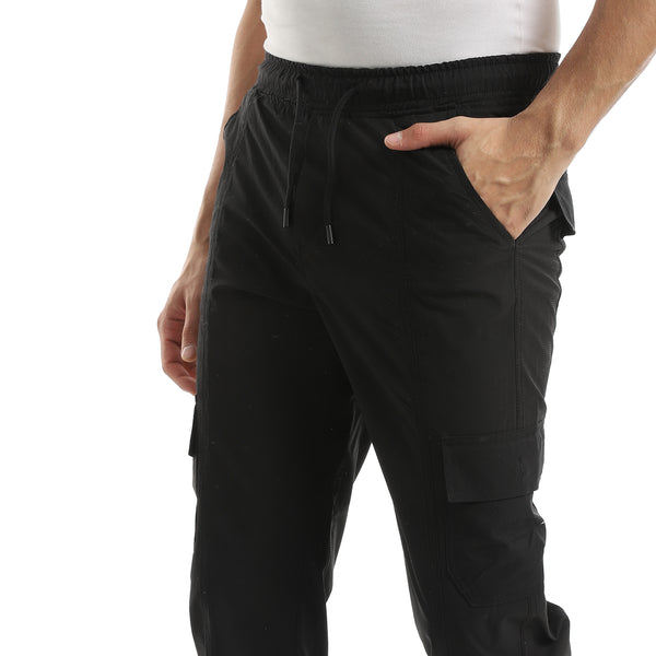 Stylish_Sided_Pockets_and_Elastic_Waist_Pants-Black