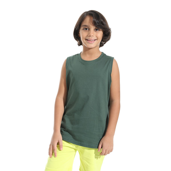 Cut_Sleeves_Loose_Fit_Basic_T-Shirt_-_Green