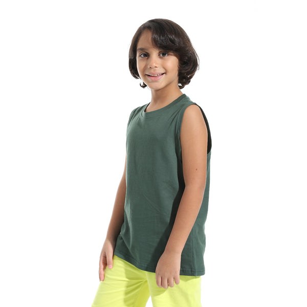 Cut_Sleeves_Loose_Fit_Basic_T-Shirt_-_Green