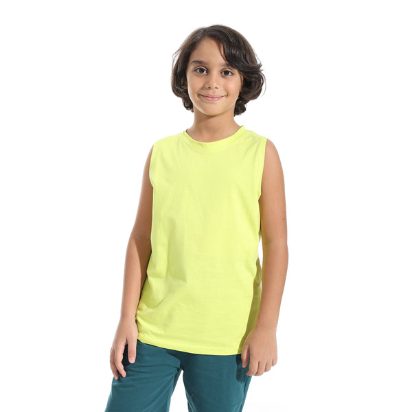 Cut_Sleeves_Loose_Fit_Basic_T-Shirt_-_Yellow