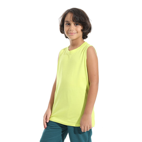 Cut_Sleeves_Loose_Fit_Basic_T-Shirt_-_Yellow