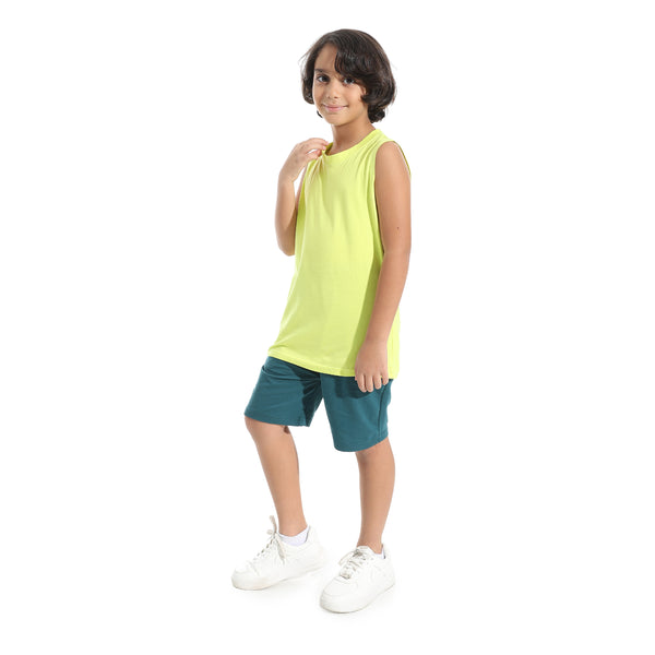 Cut_Sleeves_Loose_Fit_Basic_T-Shirt_-_Yellow