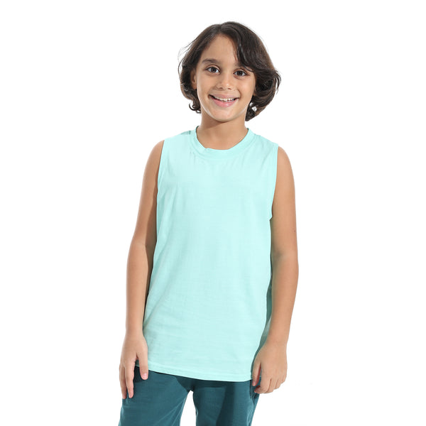 Cut_Sleeves_Loose_Fit_Basic_T-Shirt_-_Aqua_Blue