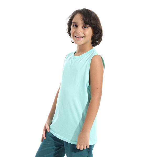 Cut_Sleeves_Loose_Fit_Basic_T-Shirt_-_Aqua_Blue