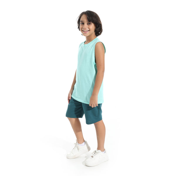 Cut_Sleeves_Loose_Fit_Basic_T-Shirt_-_Aqua_Blue